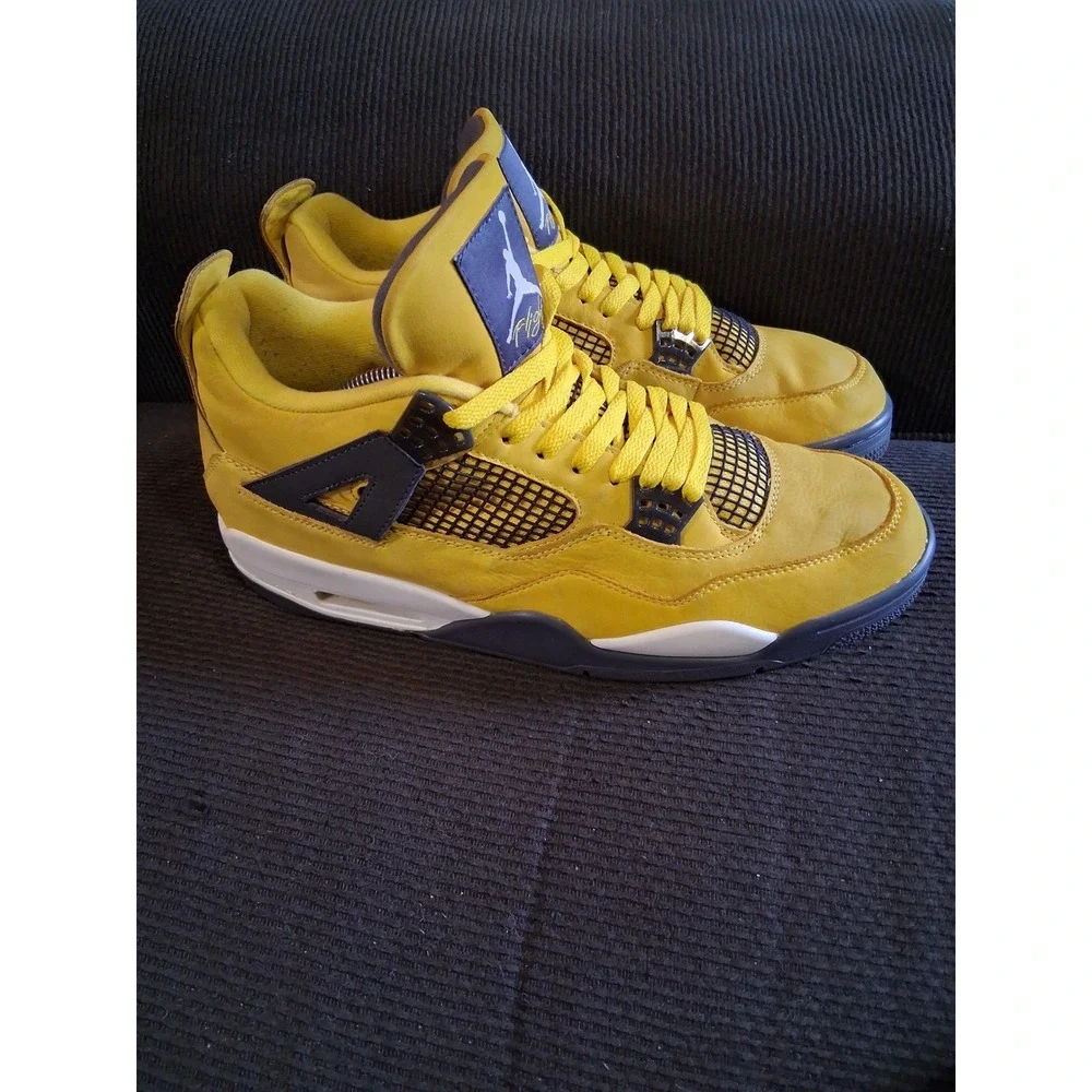 Nike Air Jordan 4 Retro Lightning Tour Yellow Dark Blue Grey CT8527-700 Mens‎ 12